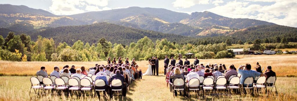 Outdoor fall wedding ceremony